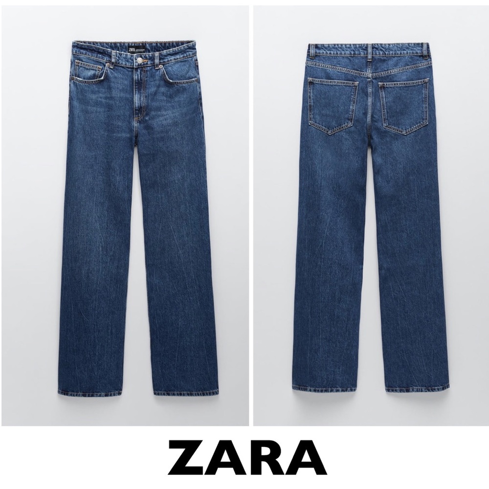 ZARA Relaxed Flared High Rise Jeans in Blue US 6